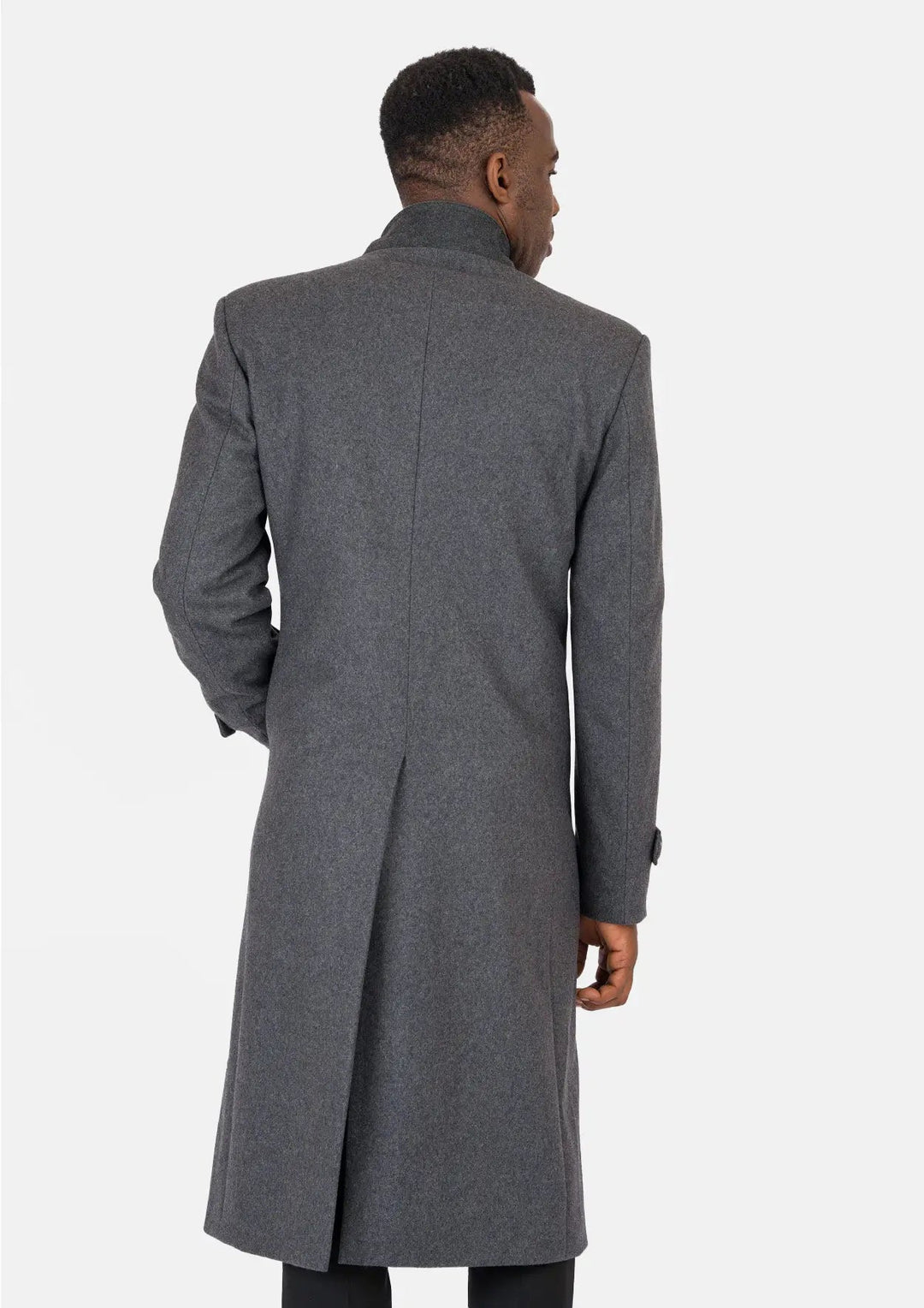 Grey Wool Classic Long Overcoat - SARTORO