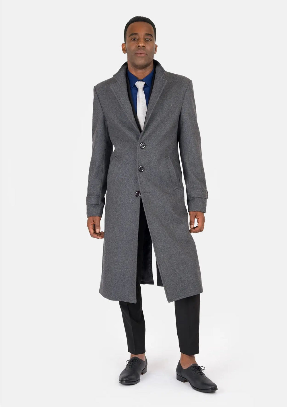 Grey Wool Classic Long Overcoat - SARTORO