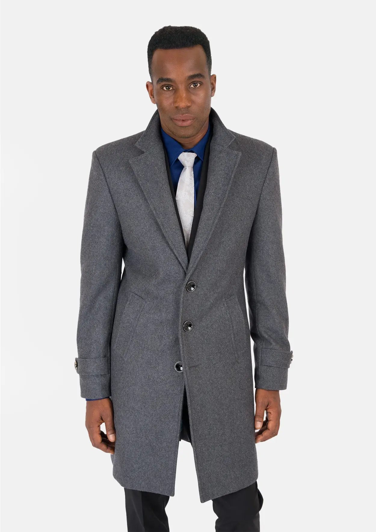 Grey Wool Classic Overcoat - SARTORO