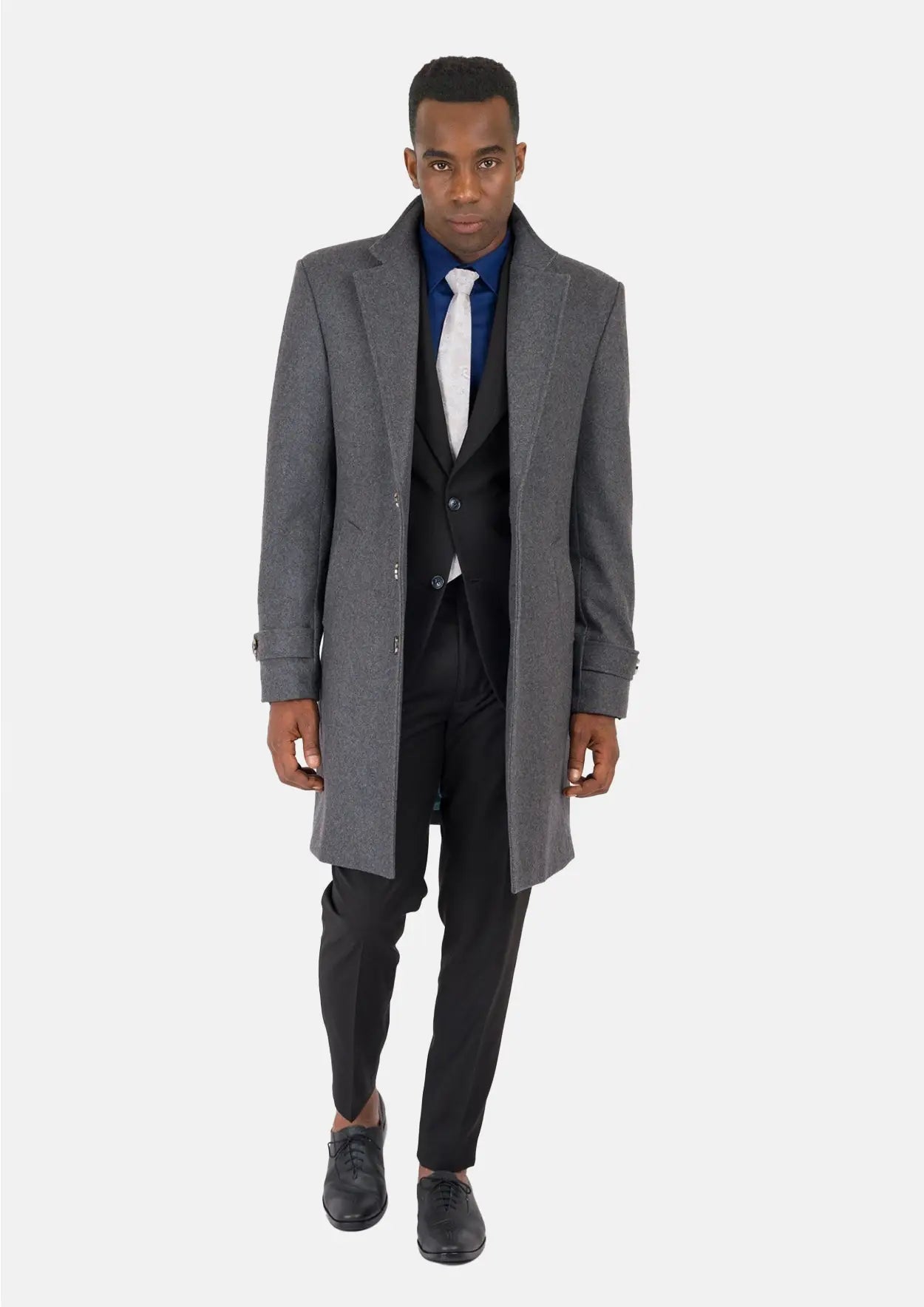 Grey Wool Classic Overcoat - SARTORO