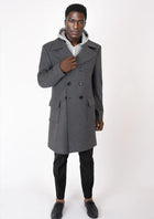 Grey Wool Signature Peacoat - SARTORO161