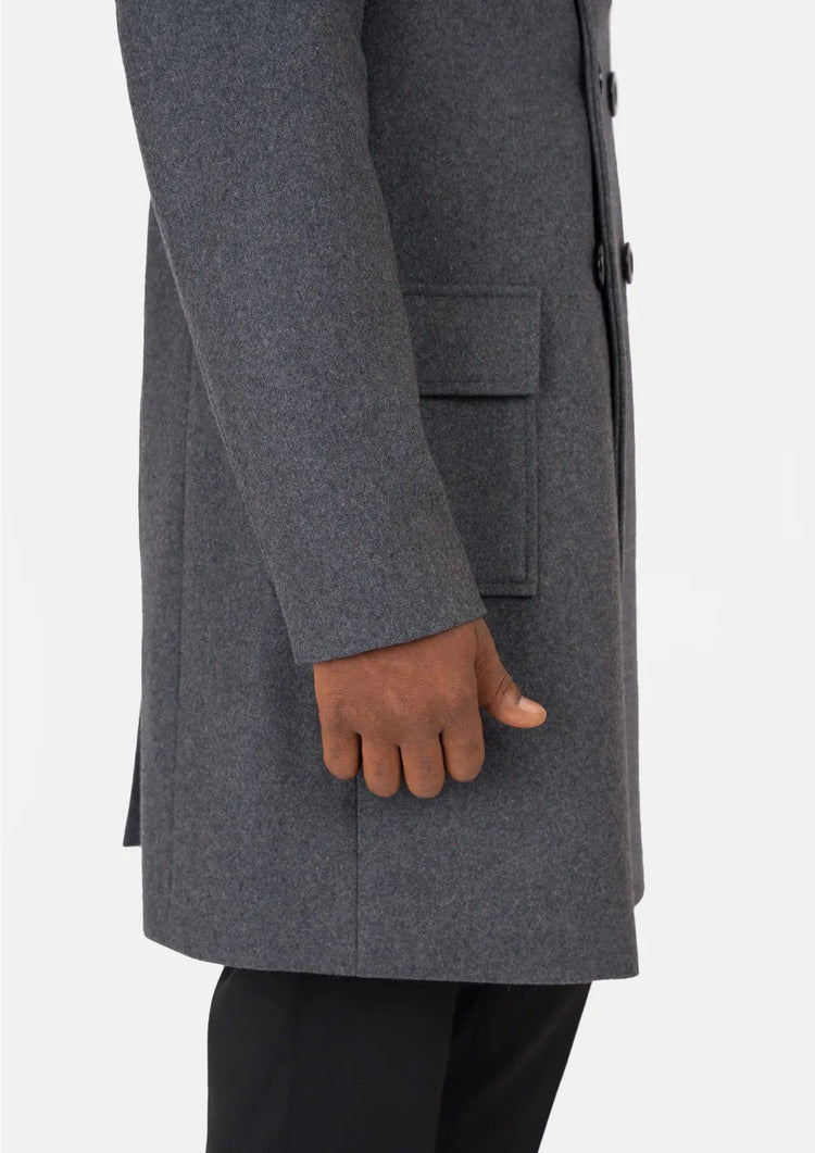 Grey Wool Signature Peacoat - SARTORO513