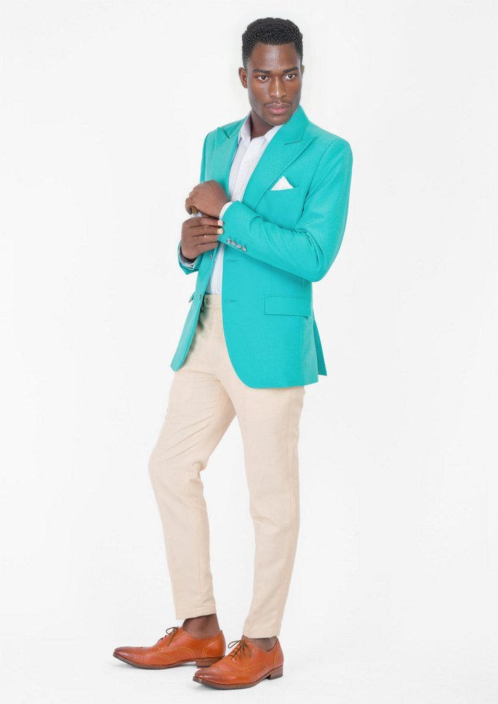 Hudson Aqua Blue Stretch Jacket - SARTORO92