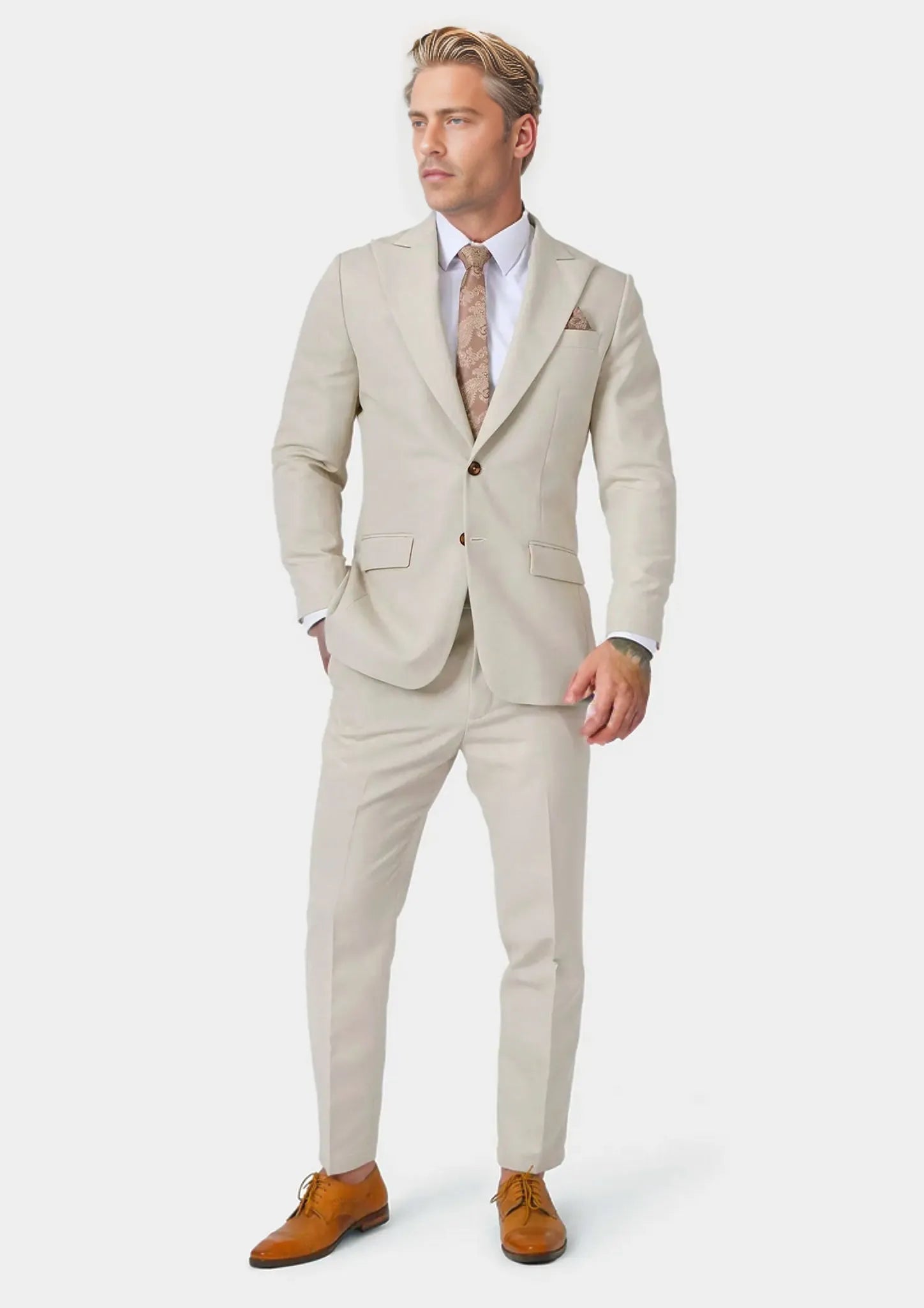 Hudson Ivory Cotton Suit - SARTORO