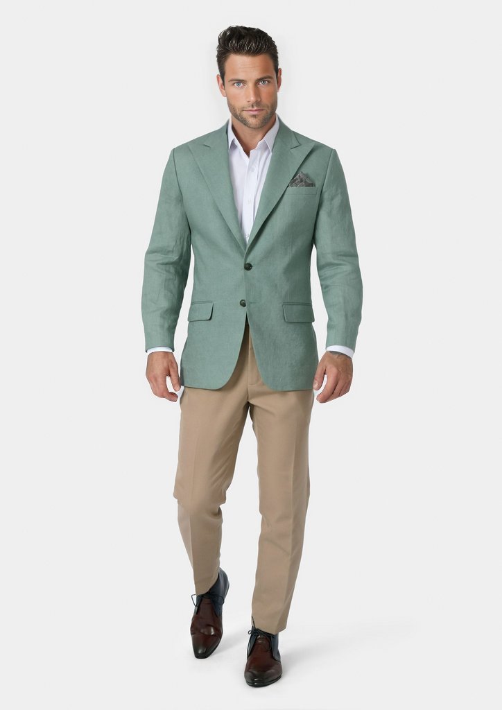 Hudson Jade Green Linen Jacket - SARTORO
