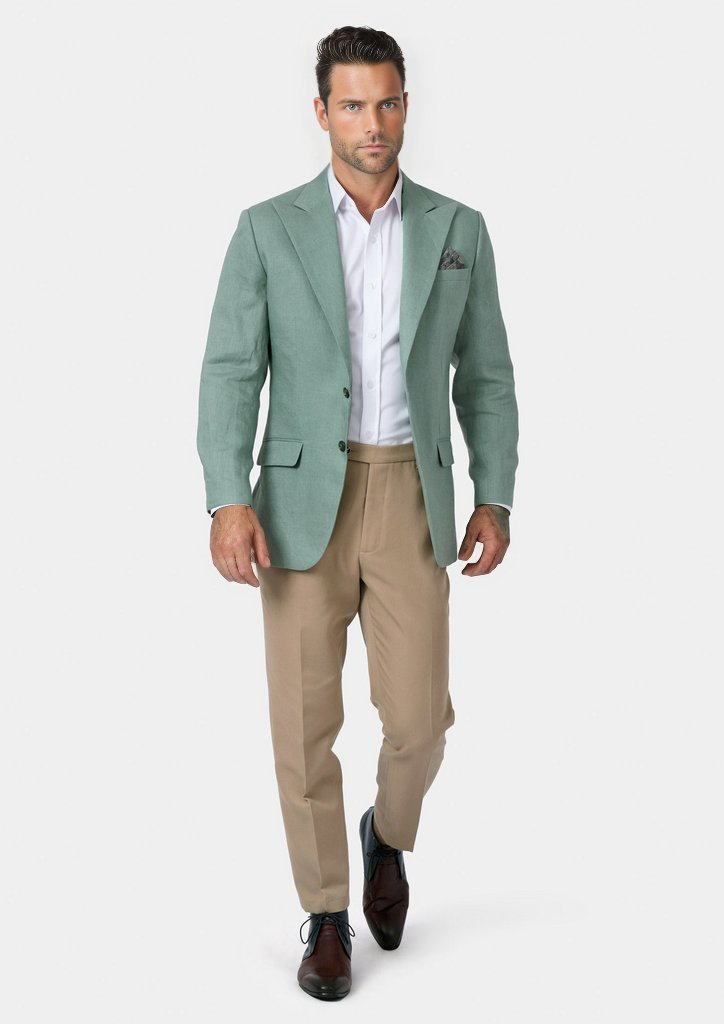 Hudson Jade Green Linen Jacket - SARTORO