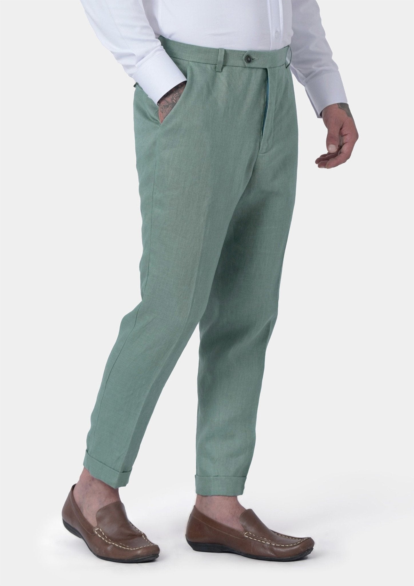 Hudson Jade Green Linen Suit - SARTORO