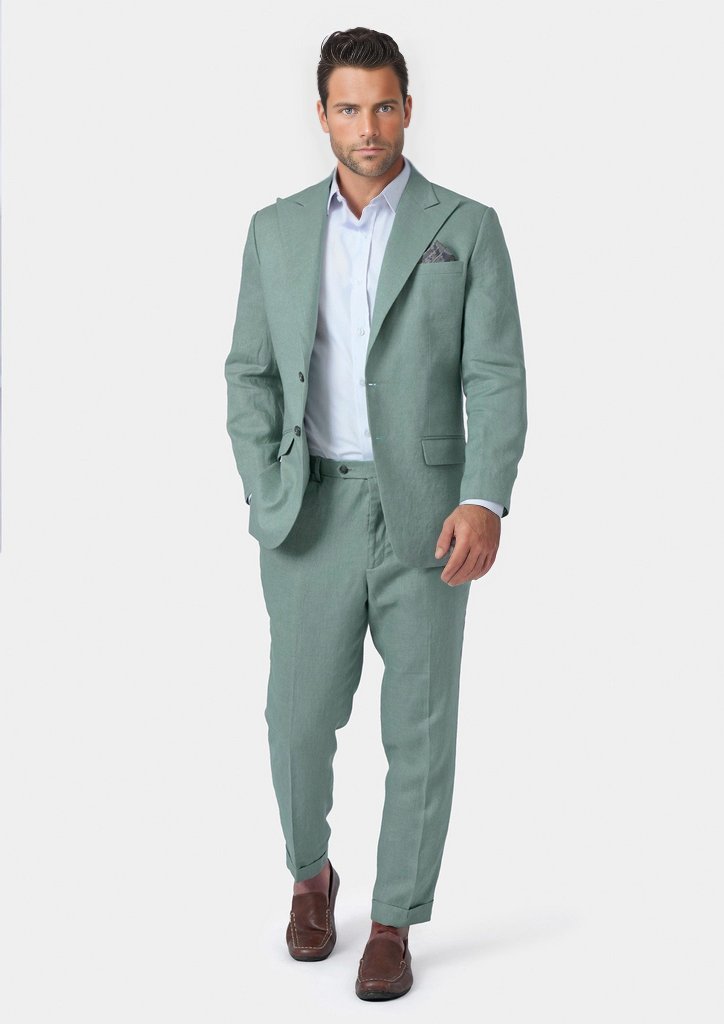 Hudson Jade Green Linen Suit - SARTORO
