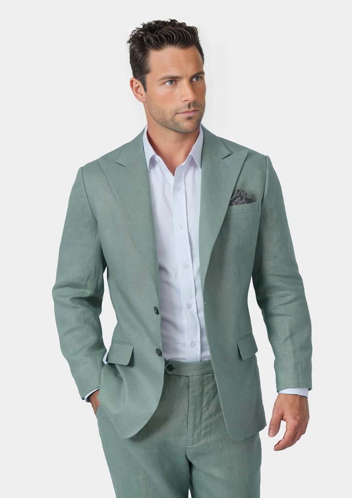 Hudson Jade Green Linen Suit - SARTORO