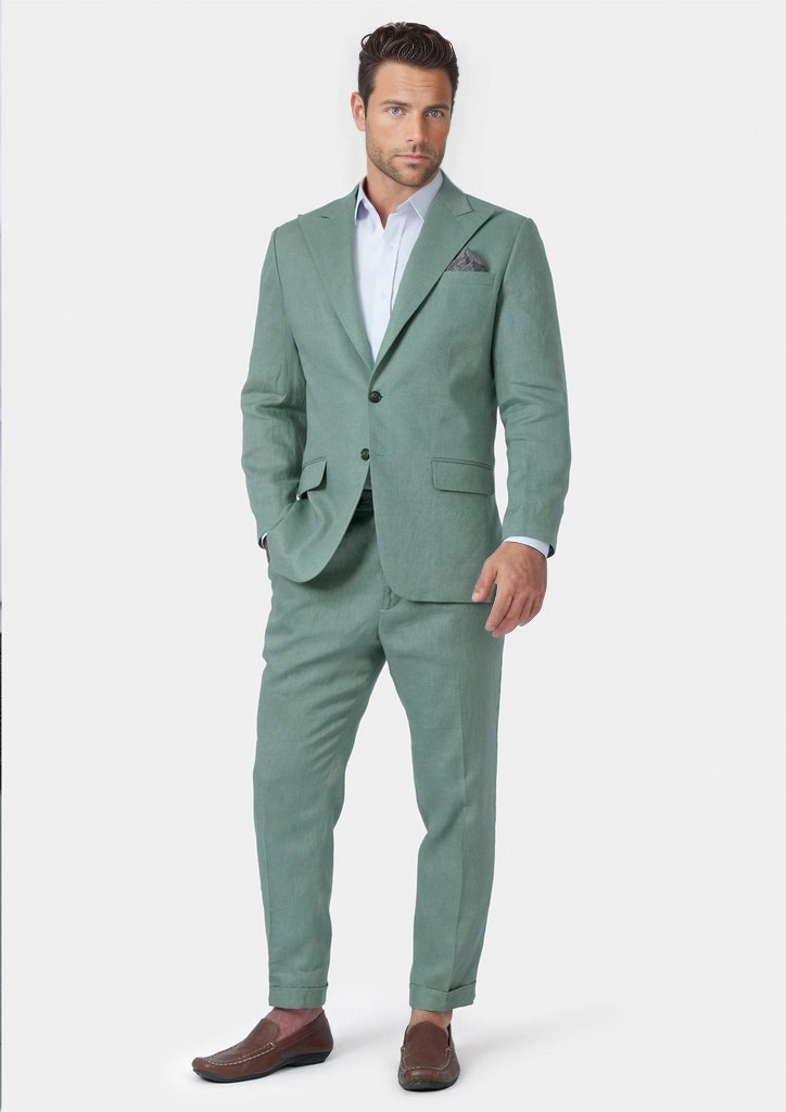Hudson Jade Green Linen Suit - SARTORO
