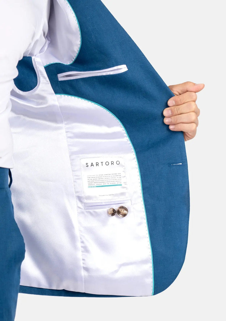 Hudson Marine Blue Linen Jacket - SARTORO789