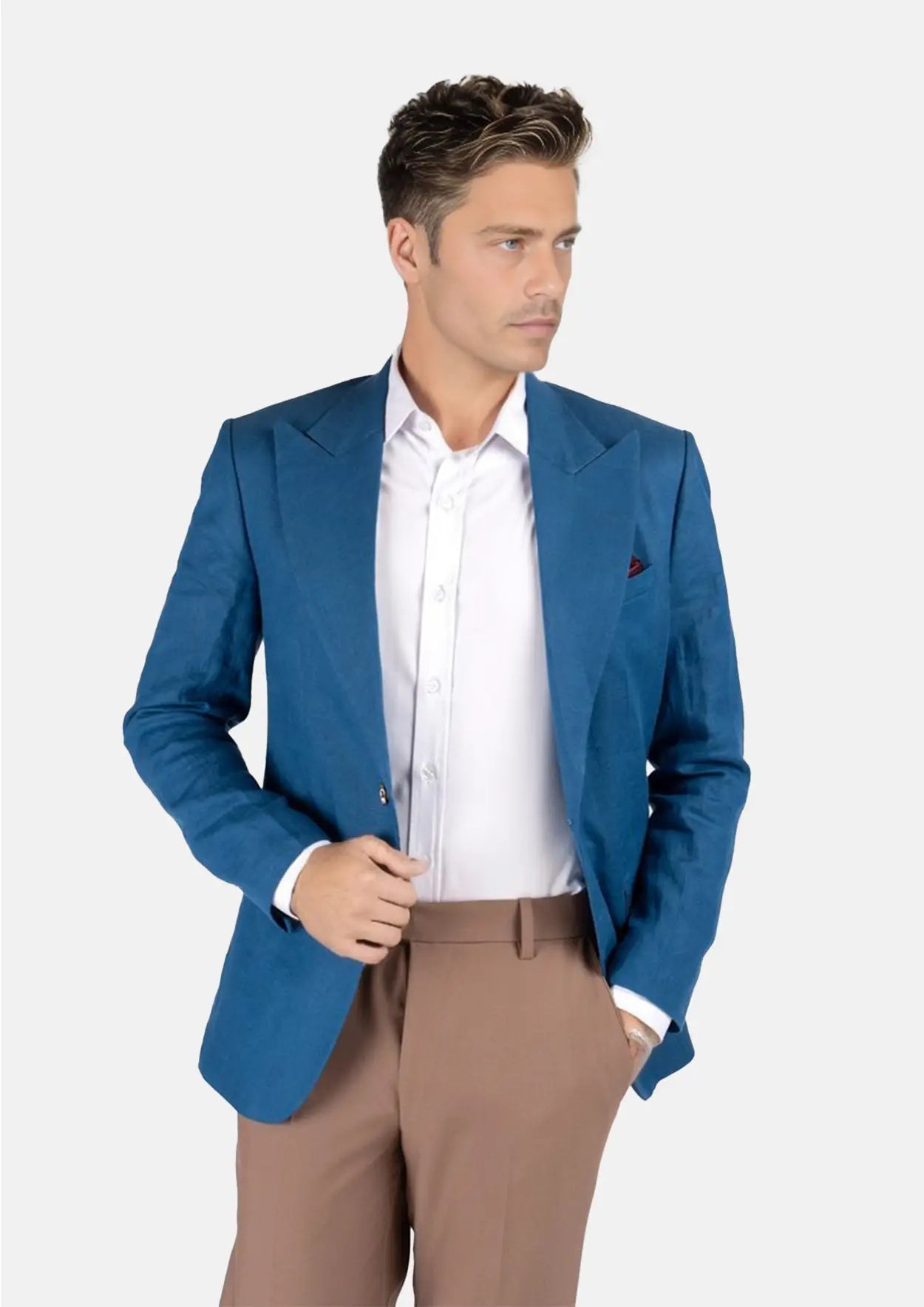Hudson Marine Blue Linen Jacket - SARTORO