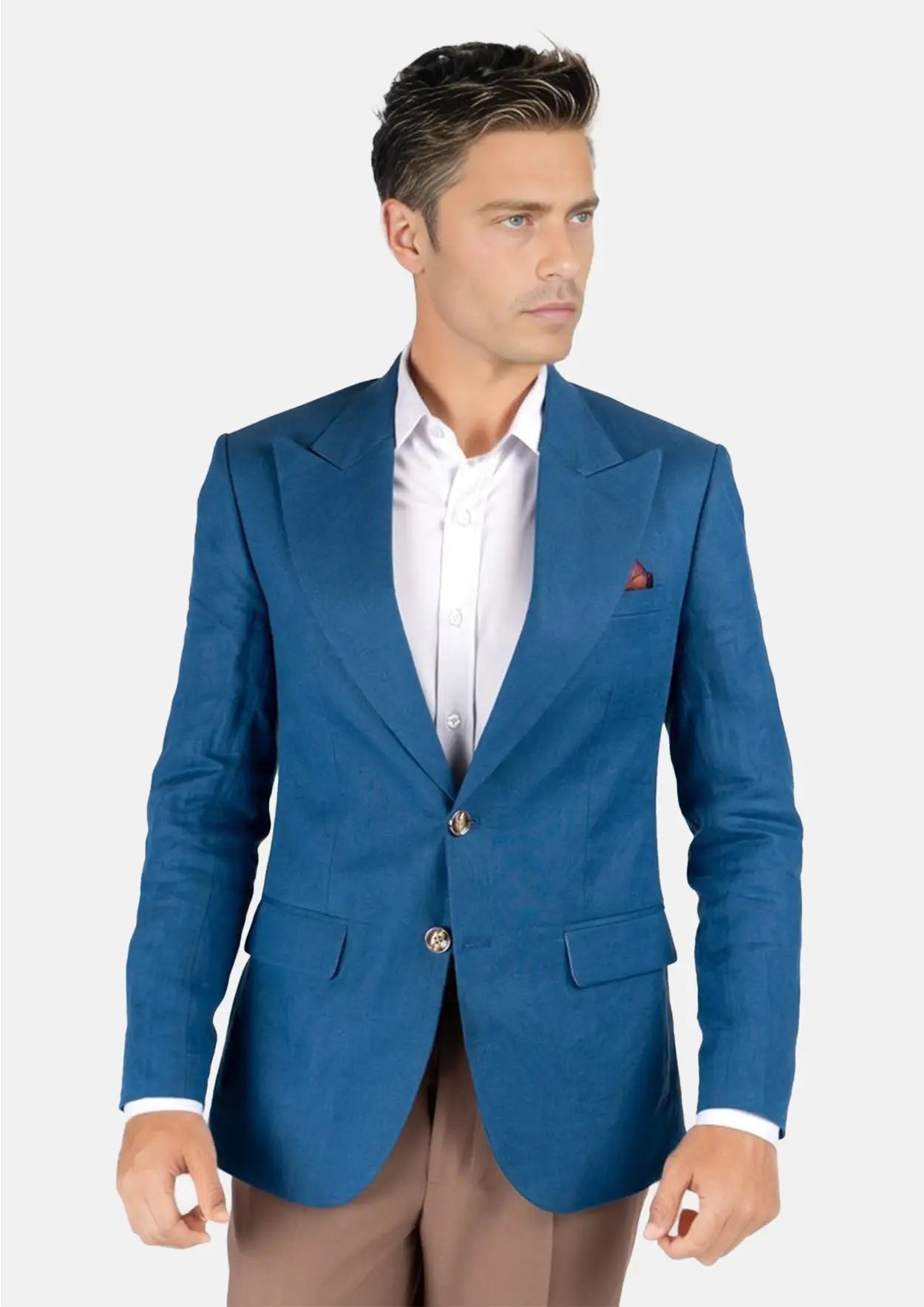 Hudson Marine Blue Linen Jacket - SARTORO