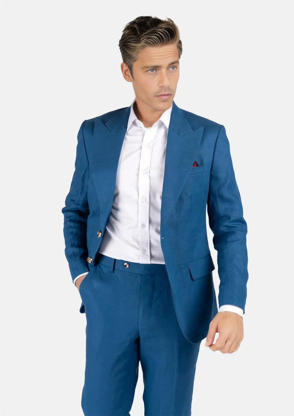 Hudson Marine Blue Linen Suit - SARTORO