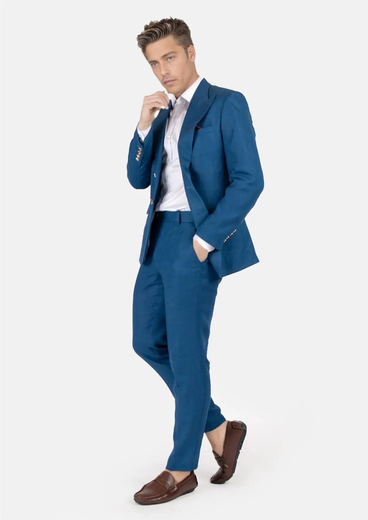 Hudson Marine Blue Linen Suit - SARTORO