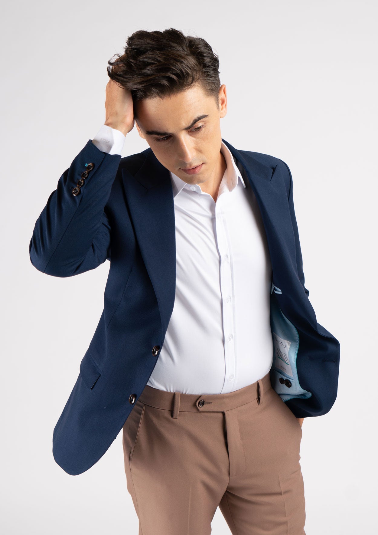 Hudson Navy Crosshatch Jacket - SARTORO