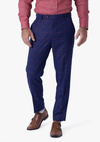 Indigo Blue Windowpane Pants - SARTORO