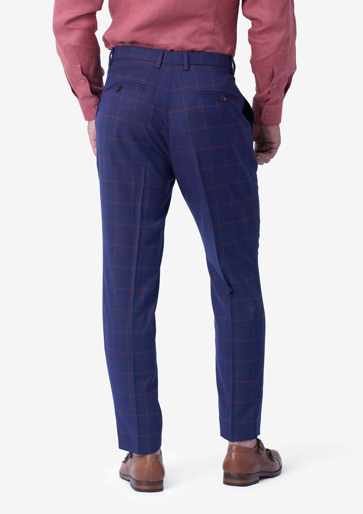 Indigo Blue Windowpane Pants - SARTORO