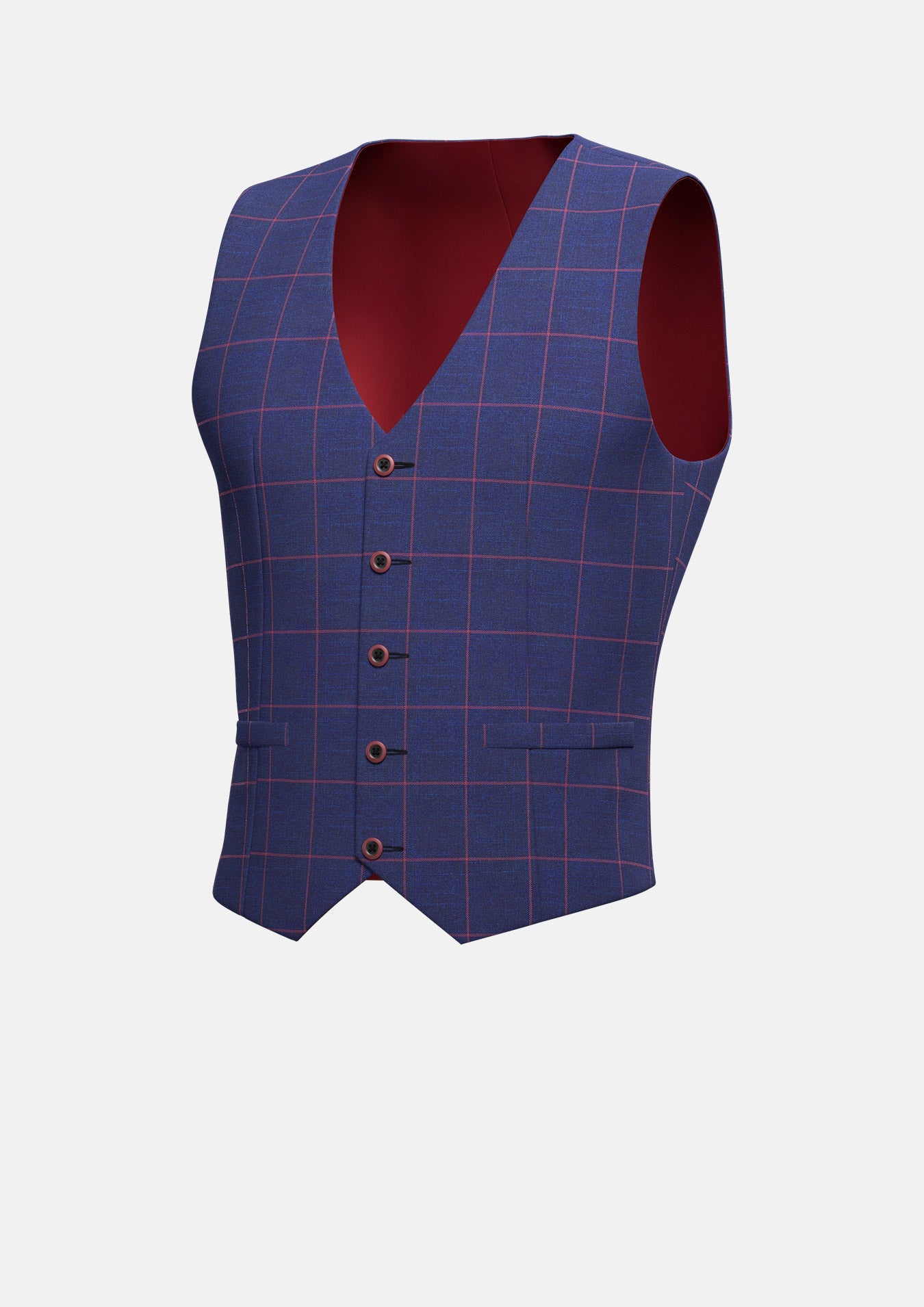 Indigo Blue Windowpane Vest - SARTORO