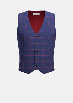 Indigo Blue Windowpane Vest