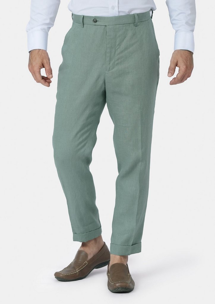 Jade Green Linen Pants841