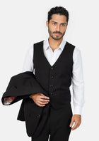 Jet Black Twill Vest - SARTORO504