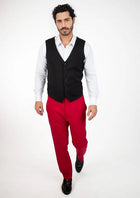 Jet Black Twill Vest - SARTORO190