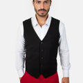 Jet Black Twill Vest - SARTORO