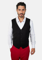 Jet Black Twill Vest - SARTORO378