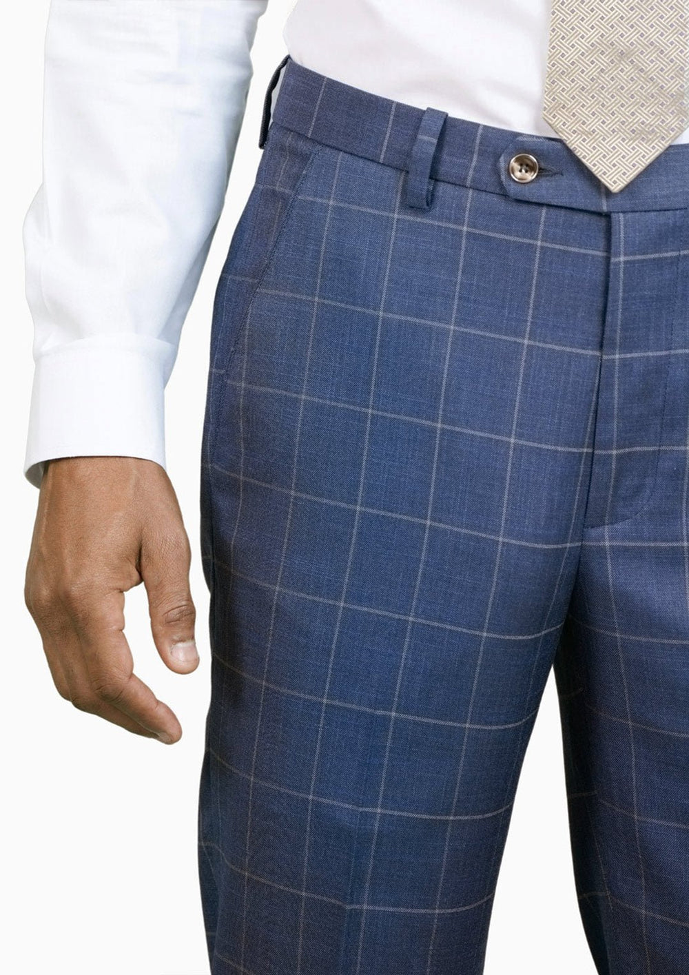 Lapis Blue Windowpane Pants - SARTORO