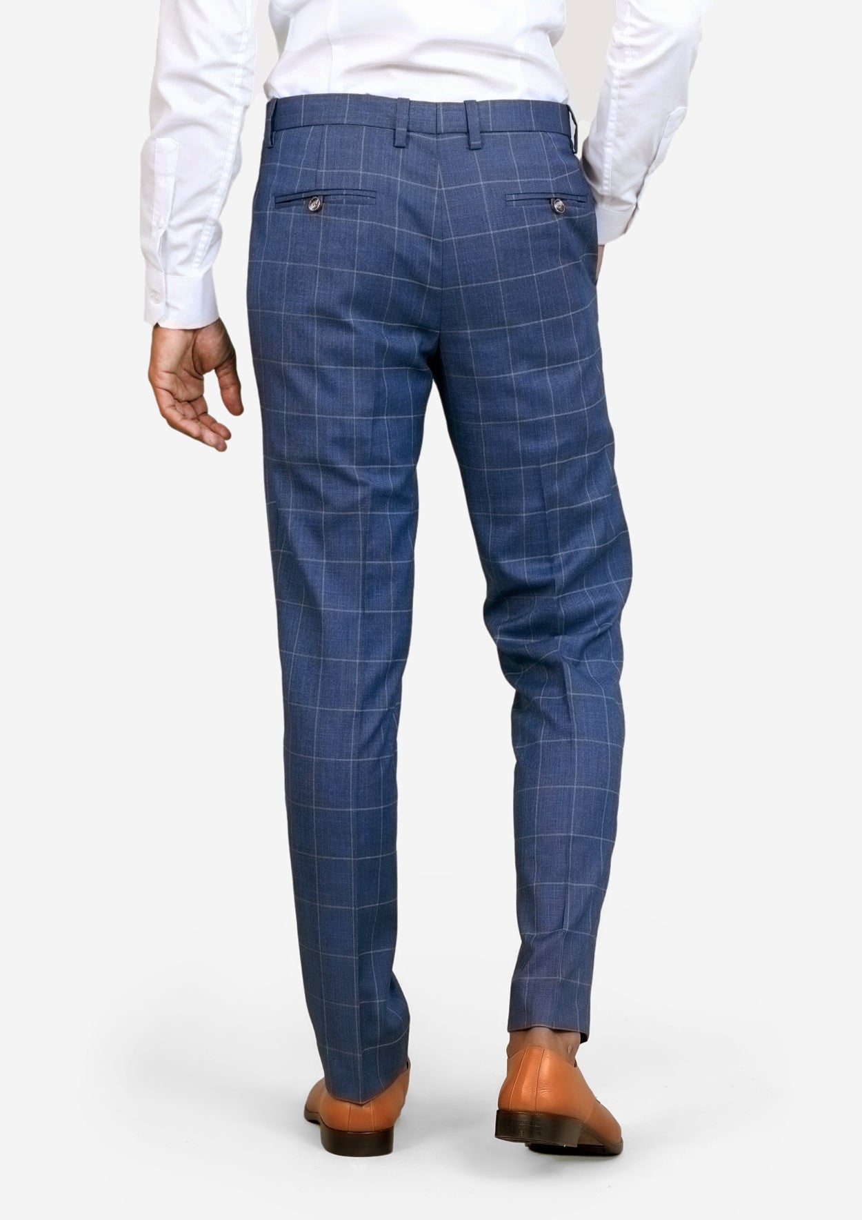 Lapis Blue Windowpane Pants - SARTORO