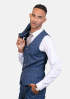Lapis Blue Windowpane Vest - SARTORO624