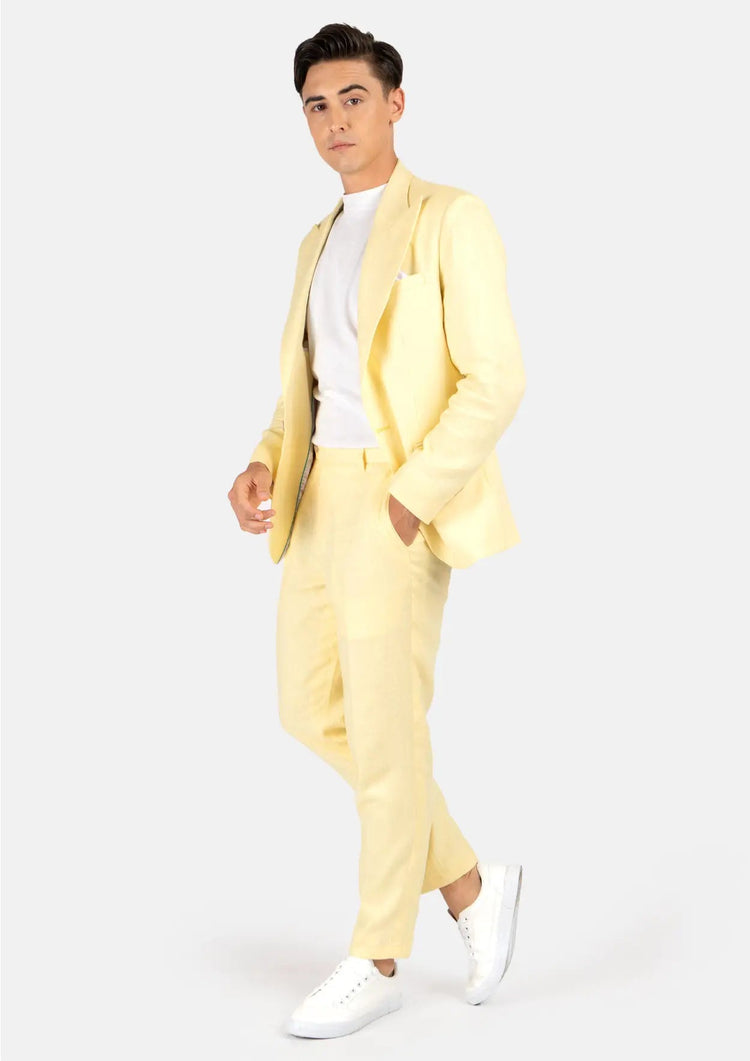Yellow sales linen blazer