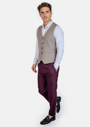 Light Brown Sharkskin Vest - SARTORO