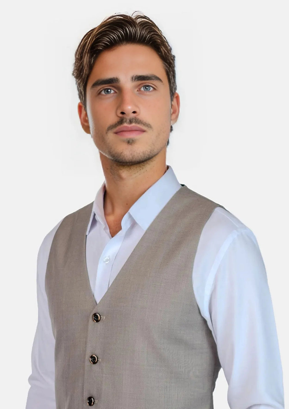 Light Brown Sharkskin Vest - SARTORO