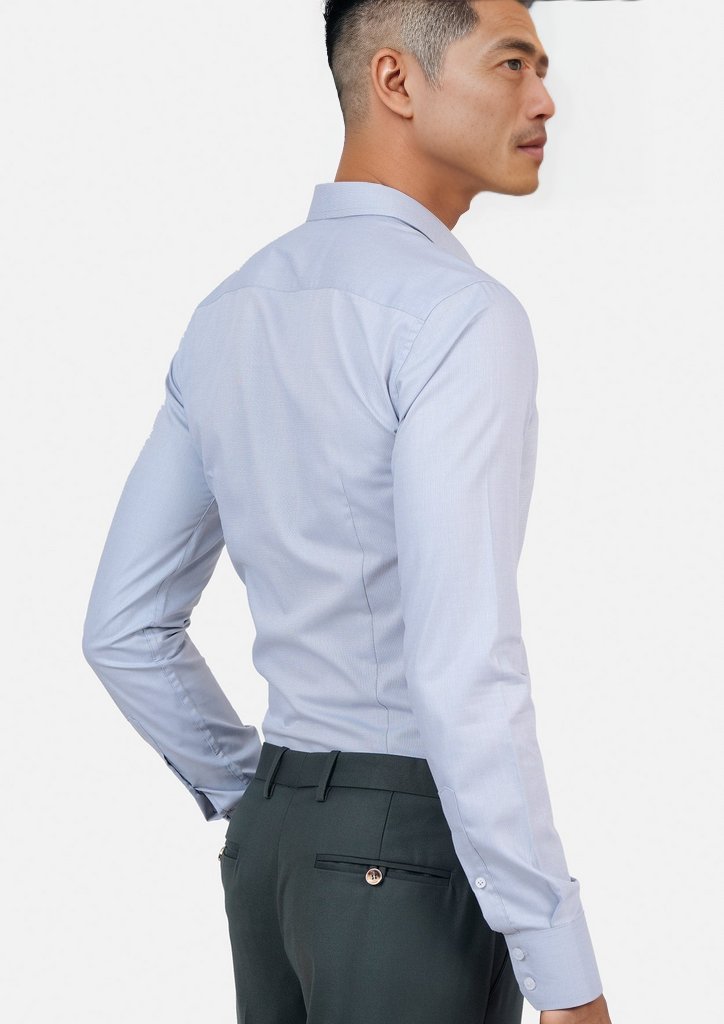 Light Grey Egyptian Cotton Broadcloth Shirt - SARTORO
