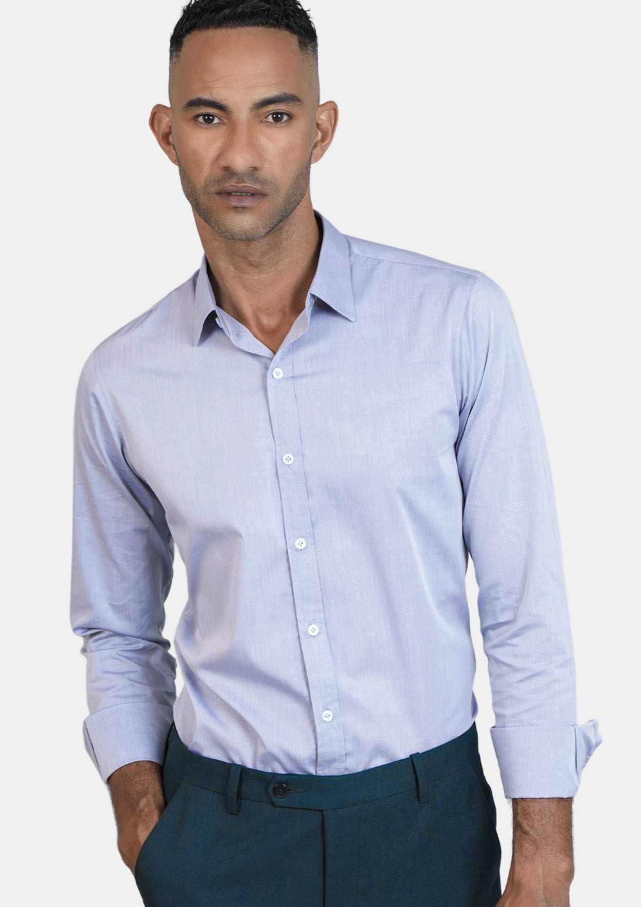 Light Grey End On End Shirt | SARTORO | Custom Dress Shirts For Men