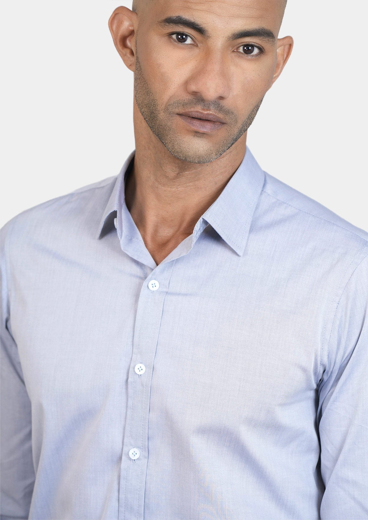 Light Grey End On End Shirt SARTORO Custom Dress Shirts For Men