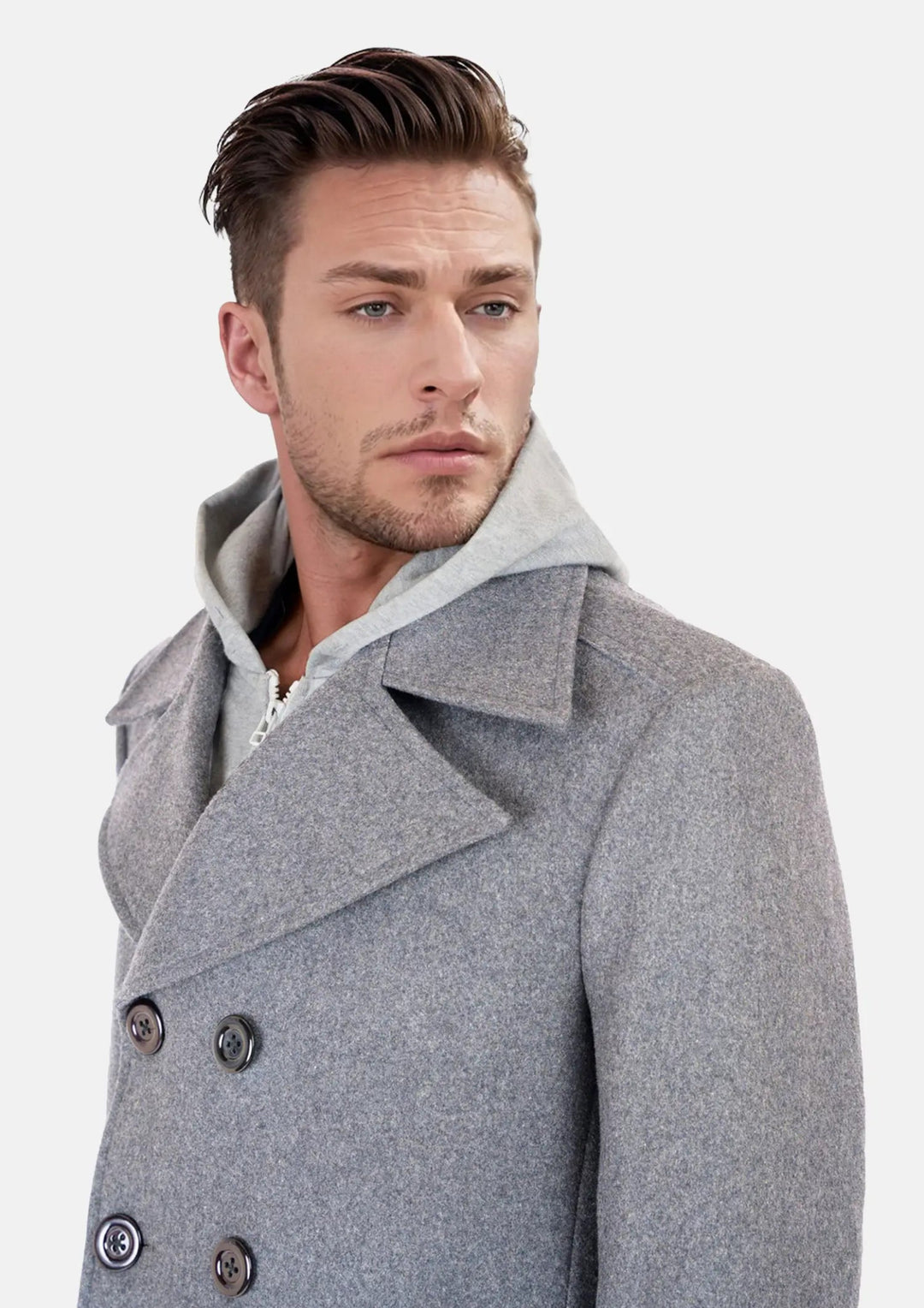 Light Grey Wool Signature Peacoat SARTORO