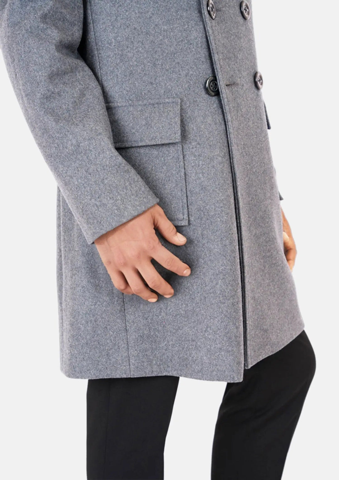 Light Grey Wool Signature Peacoat - SARTORO