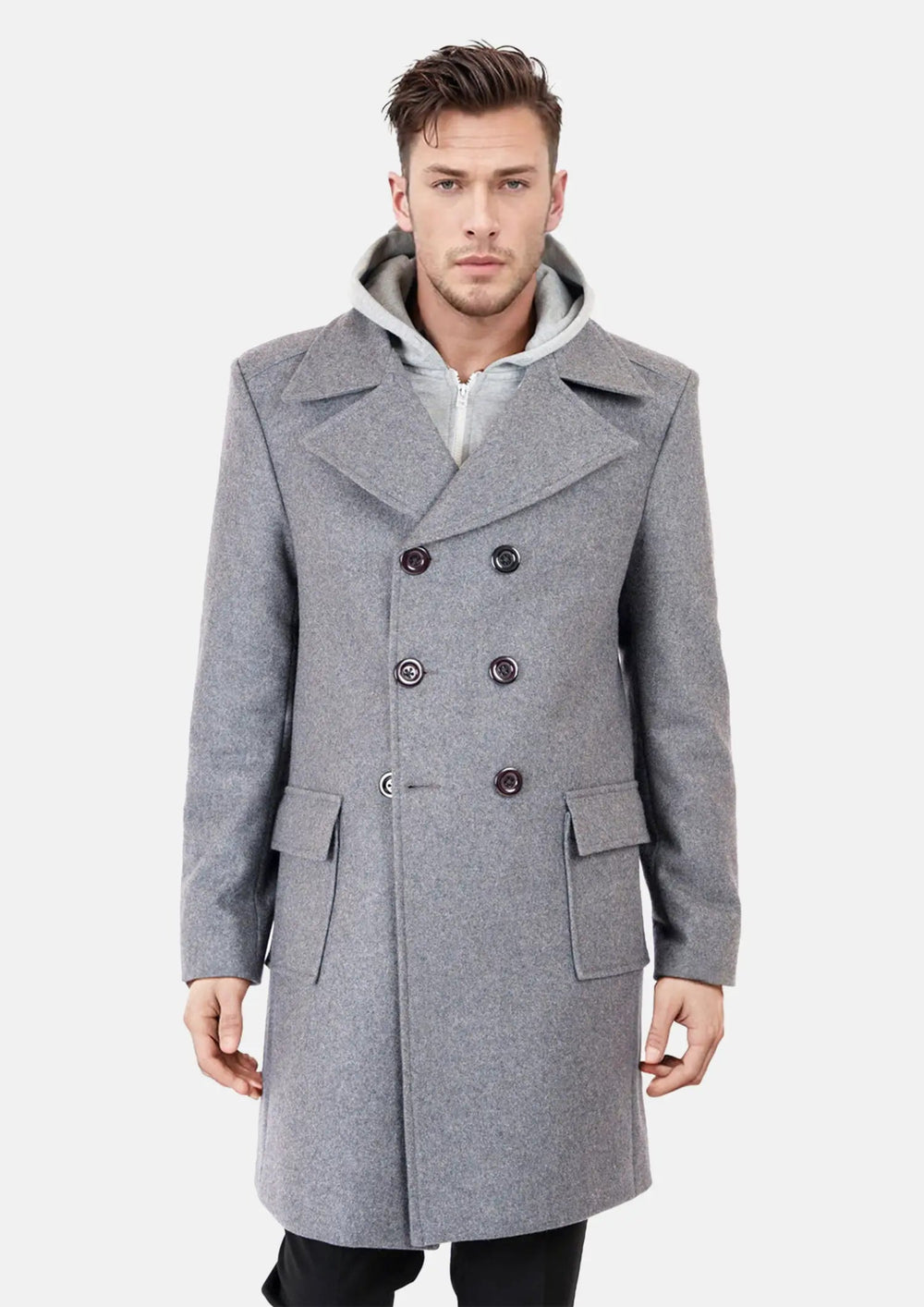Light Grey Wool Signature Peacoat589