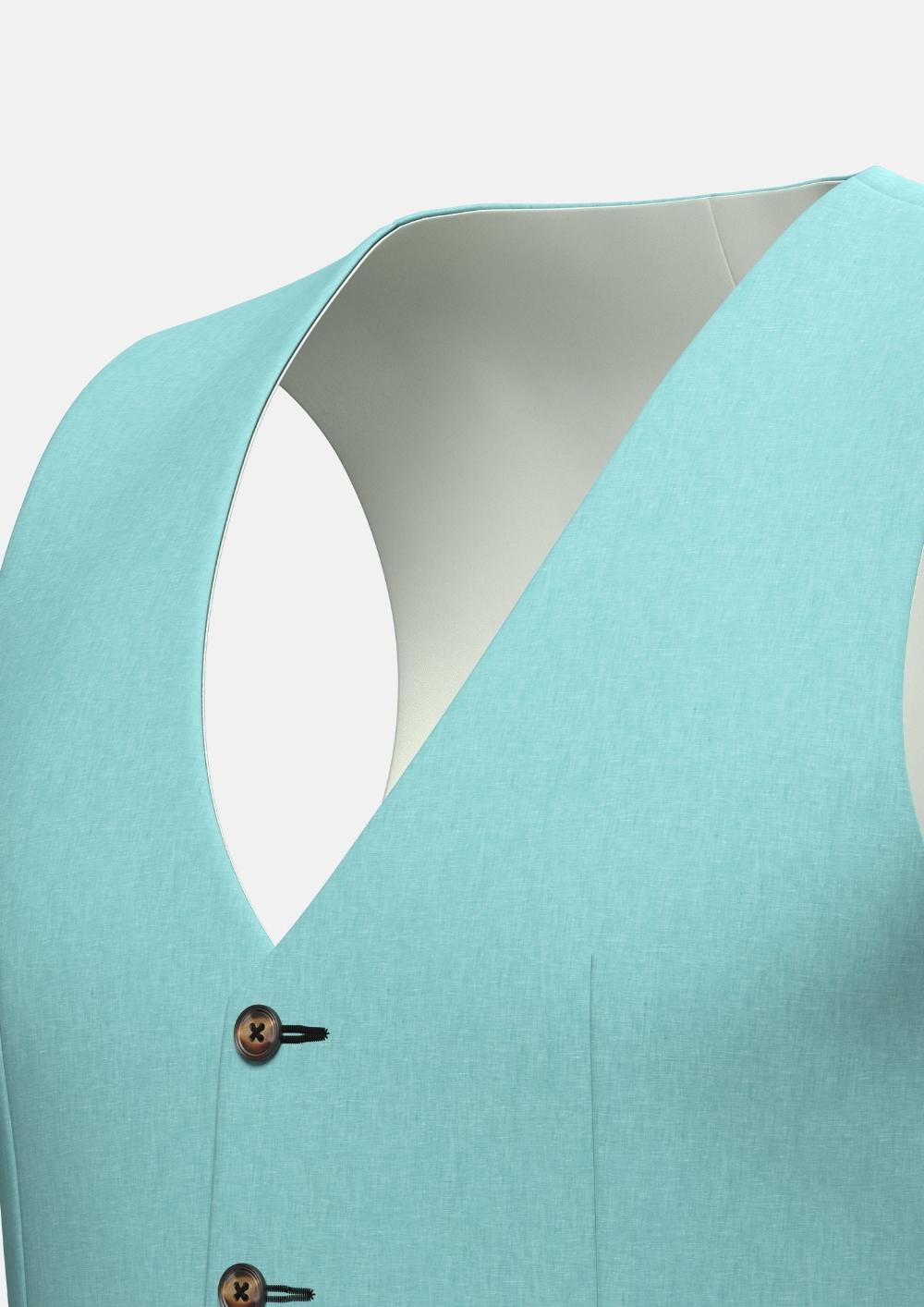 Light Teal Linen Vest - SARTORO