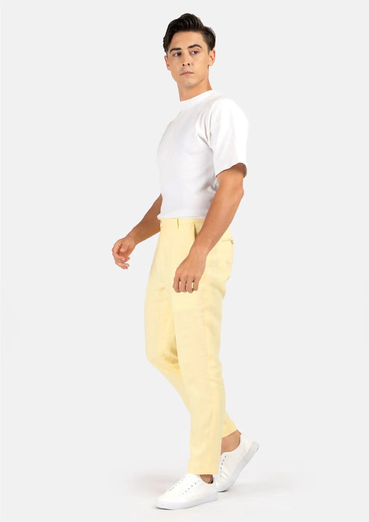 Light Yellow Linen Pants - SARTORO