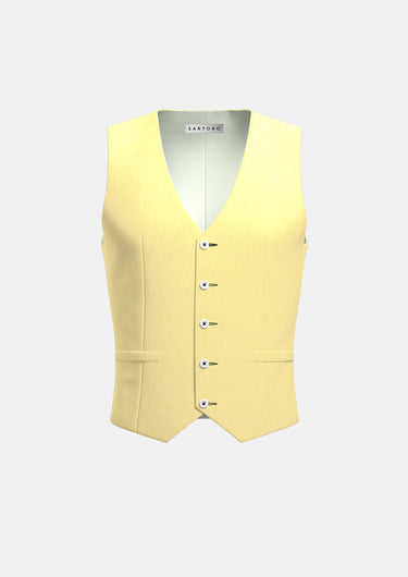 Light Yellow Linen Vest - SARTORO