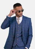 Madison Lapis Blue Windowpane Jacket - SARTORO