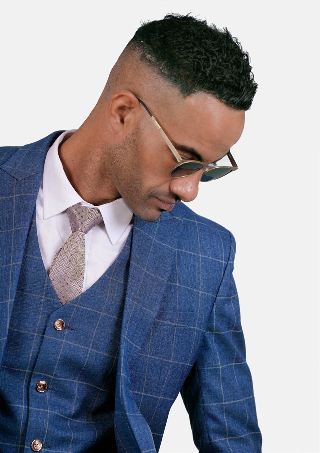 Madison Lapis Blue Windowpane Jacket | SARTORO