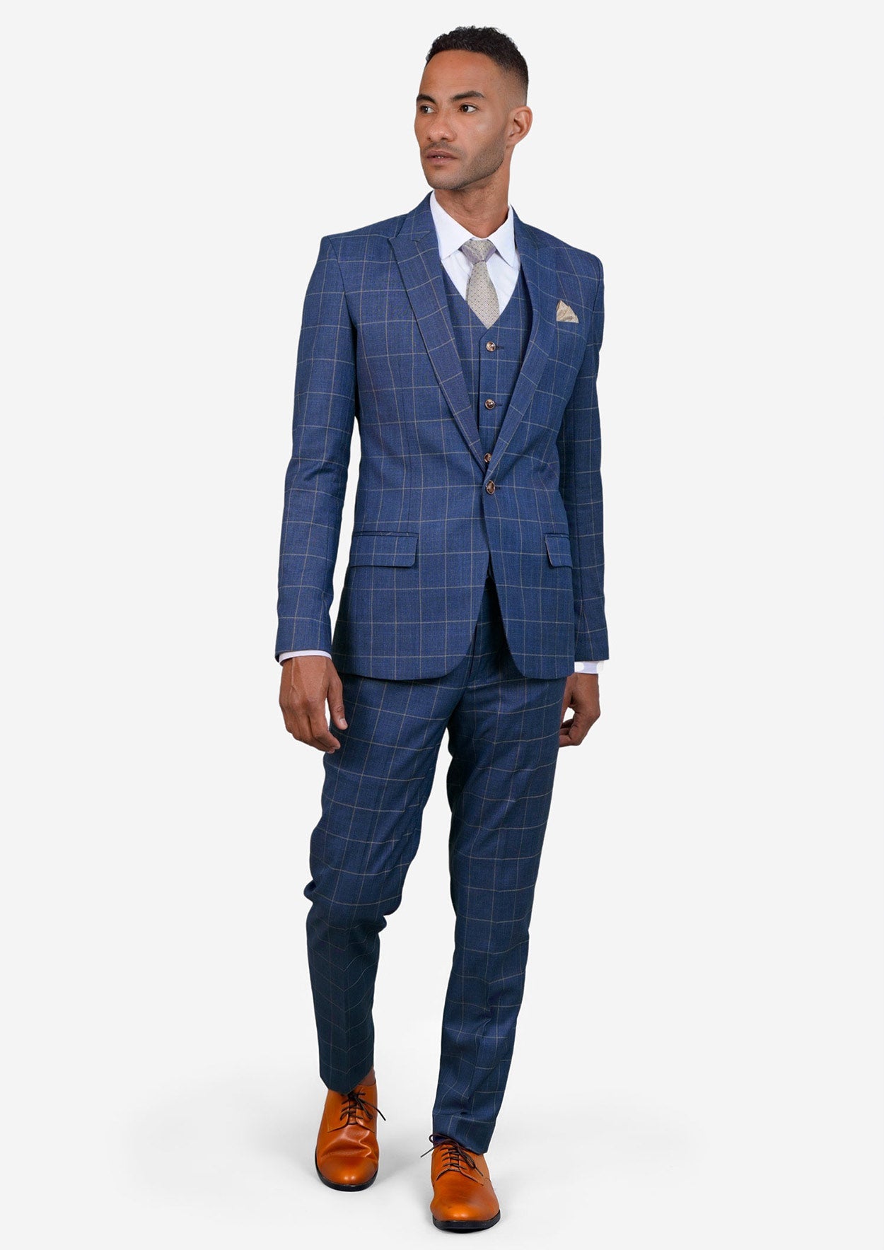 Madison Lapis Blue Windowpane Suit - SARTORO