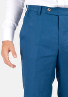 Marine Blue Linen Pants - SARTORO313