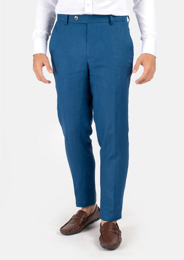 Marine Blue Linen Pants - SARTORO