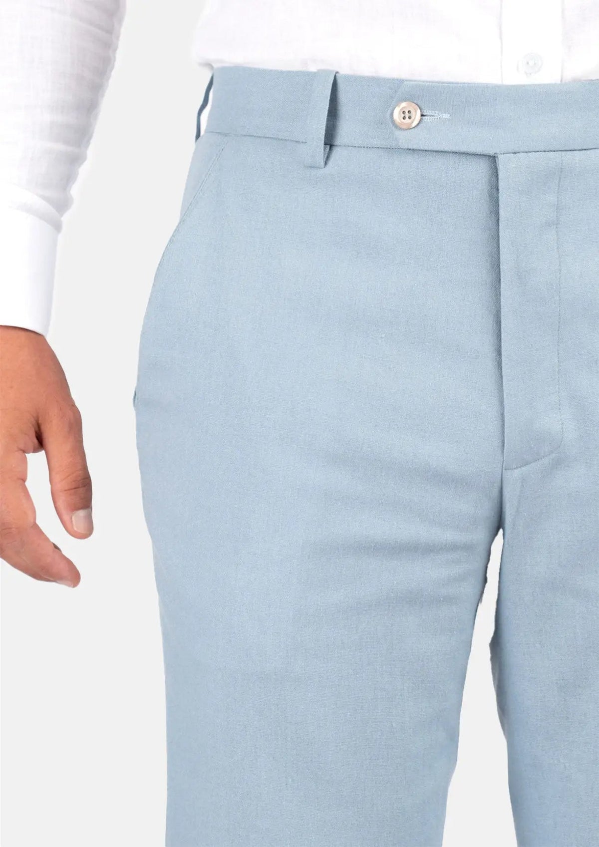 Maya Blue Linen Blend Pants - SARTORO Maya Blue Linen Blend Pants - SARTORO